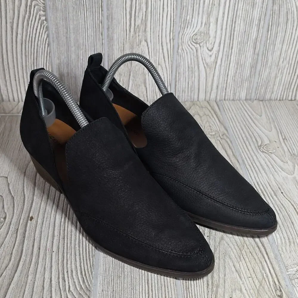 Lucky Brand Mahzan Black Leather Slip On Bootie Womens Size 9.5
